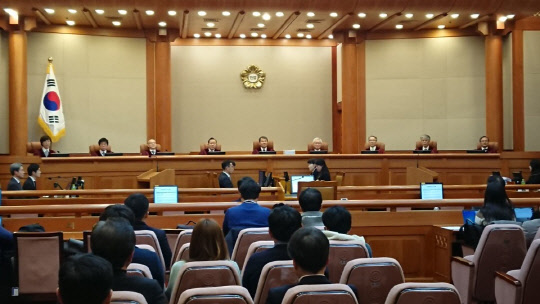 8일 서울 재동 헌법재판소에서 유통산업발전법 제12조 1·2·3항에 대한 헌법소원 심판사건의 공개변론이 진행됐다.